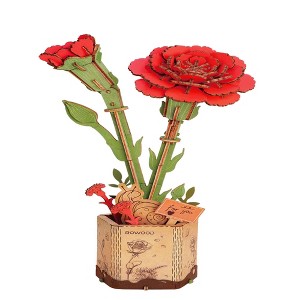 Robotime 3D Puzzles Carnation DIY Model Building Kits Artifical Flower Toys Thanksgiving Mother's Day Valentine's Day, Multicolored, 9.65"*6.5"*1.65" - 1 of 4