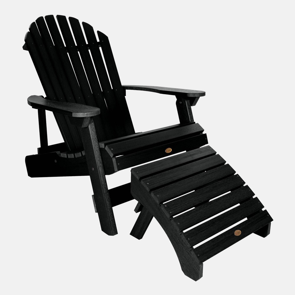 Photos - Garden Furniture King Hamilton Folding Patio Adirondack Chair & Ottoman Black - highwood: W