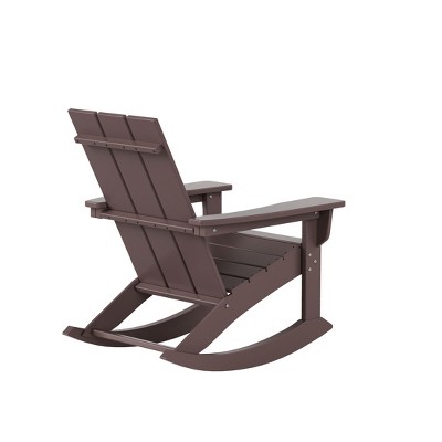 Dark Brown Plastic Adirondack Outdoor Rocking Chair