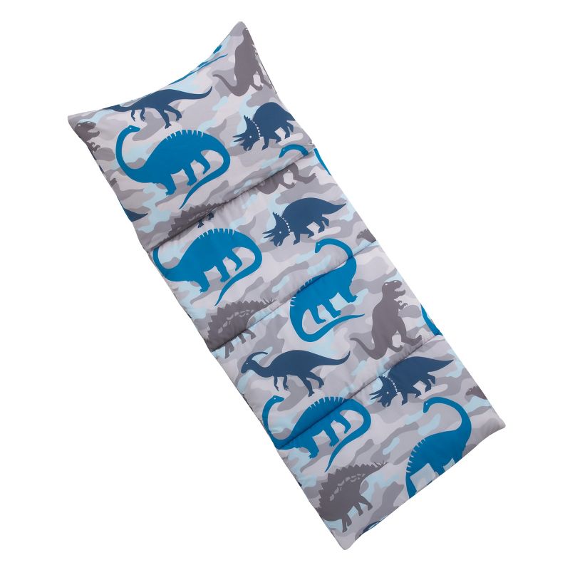 Everything Kids Navy, Grey and Royal Blue Dino Deluxe Easy Fold Nap Mat, 2 of 6