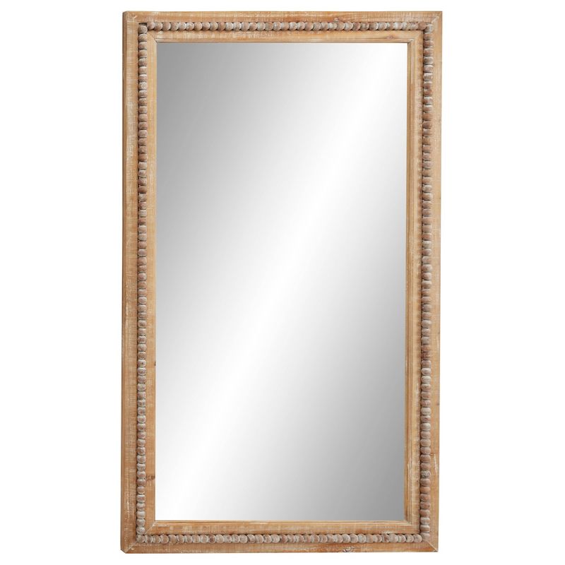 Wood Distressed Wall Mirror with Beaded Detailing Brown - Olivia & May, 1 of 20
