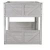 DOMETOUR Twin Bunk Bed with Panelled Headboard, Solid Wood, Guardrails, Ladder, Antique White - 2 of 4