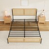 Natural Bed Frame with Rattan Headboard and Footboard, Boho Frame No Box Spring Needed - 3 of 4