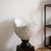 Uniquewise 28-inch Modern Sculptural Cracked Egg-Shaped Marble Inspired Planter with Black Pedestal Base Minimalist - 3 of 4