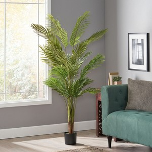 KWPZQEB Artificial Palm Tree,  Faux Olive Tree with Pot, Artificial Plants with Natural Wood Trunk for Home Office Decor - 1 of 4