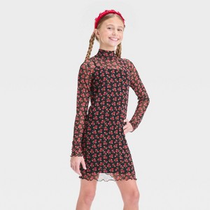 Girls' Mesh Mockneck Dress - art class™ - 1 of 3