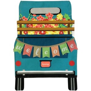 Springtime Pickup Burlap House Flag Welcome Floral 28" x 40" Briarwood Lane - 1 of 4