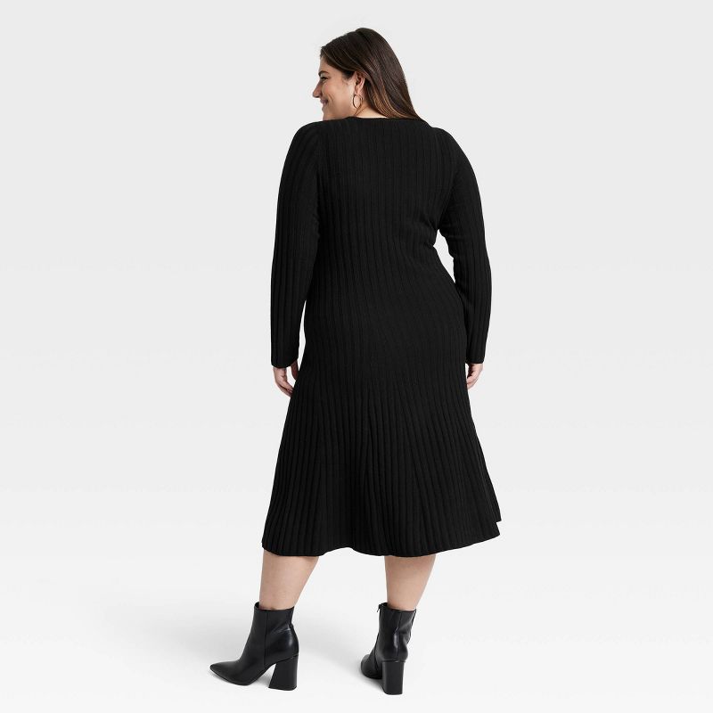 Women's Long Sleeve Midi Ribbed Sweater Dress - A New Day™, 3 of 11