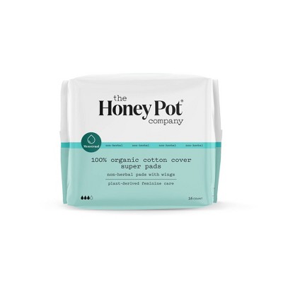 The Honey Pot Company Non-herbal Super Pads With Wings, Organic Cotton Cover  - 16ct : Target