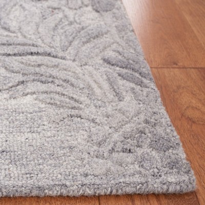 Gray Floral Hand-Tufted Wool Area Rug, 5' x 8'