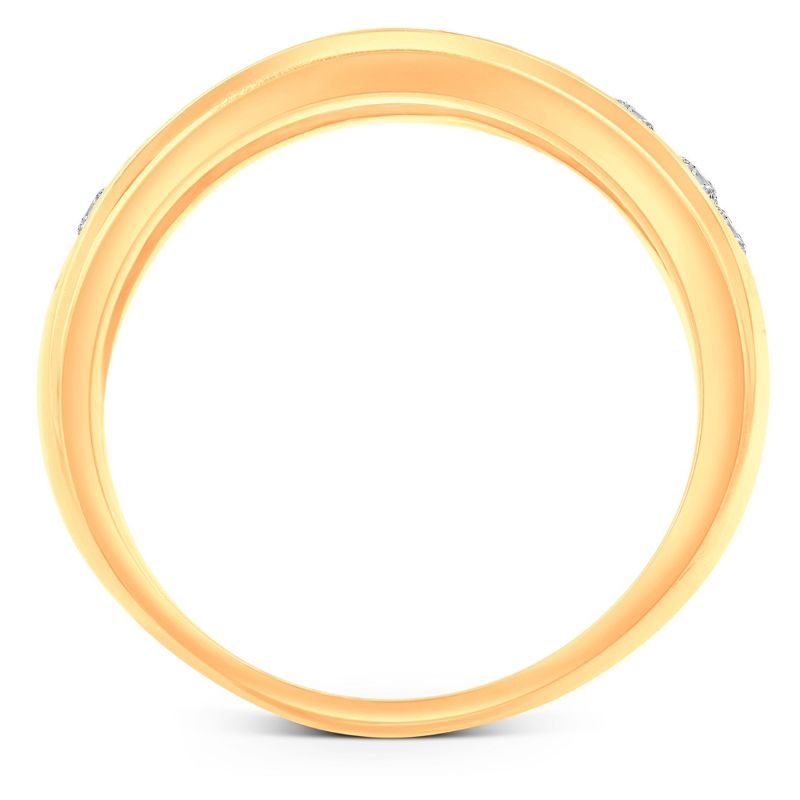Pompeii3 1 Ct Diamond Mens Double Row Wedding Ring 10k Yellow Gold, 3 of 6