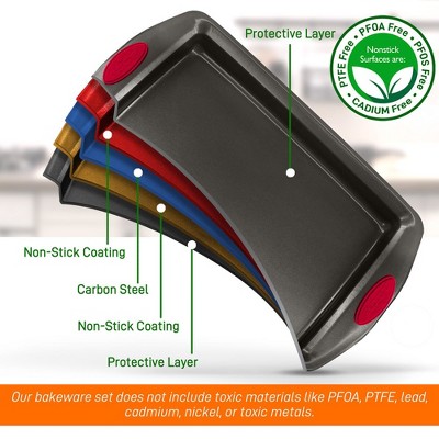 NutriChef Nonstick Black Carbon Steel 3-Piece Baking Pan Set
