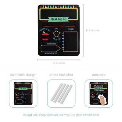 Double-Sided Reversible School Chalkboard Sign with Crayon Design