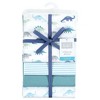 Hudson Baby Cotton Poly Flannel Receiving Blankets, Soft Teal Dino, One Size - image 2 of 4