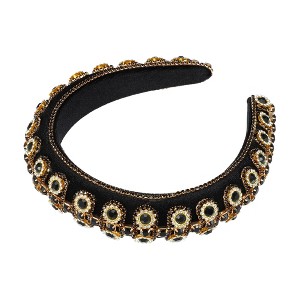 Unique Bargains Women's Bling Double-layered Rhinestone Flannel Wide Edge Headband 5.71"x1.30" 1Pc - 1 of 4