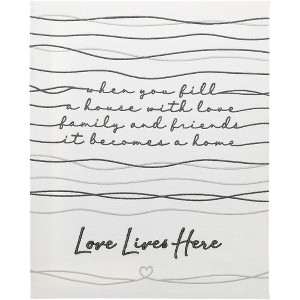 Pavilion Gift Company - Love Lives Here - 12" x 15" Embroidered Plaque - Wall Sign Panels - 1 of 4