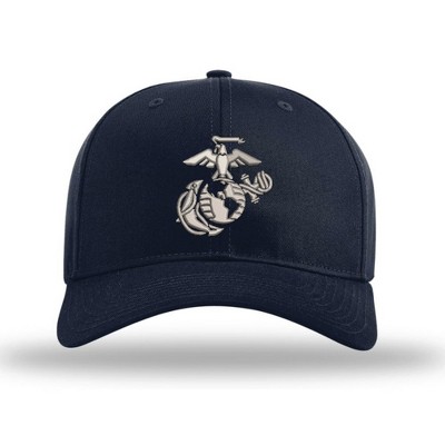 OUTSIDE THE WIRE Leatherneck for Life 3D Eagle Globe & Anchor Structured USMC Hat - Silver Logo