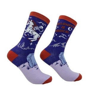 Crazy Dog T-Shirts Women's Halloween Is Magical Socks Funny Sarcastic Creepy Unicorn Graphic Footwear - 1 of 4