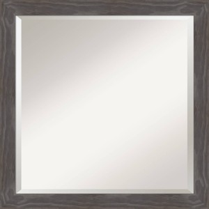 23" x 23" Beveled Woodridge Rustic Gray Wood Wall Mirror - Amanti Art - 1 of 4