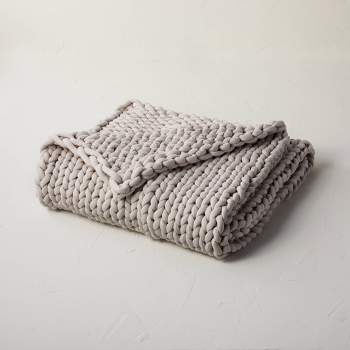 50"x70" 12lbs Solid Knit Weighted Blanket Dark Gray - Casaluna™