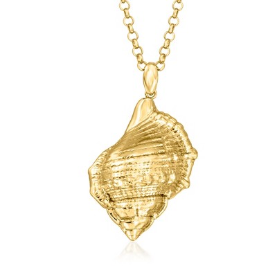 Ross-Simons Italian 18kt Gold Over Sterling Conch Shell Pendant Necklace Size 18