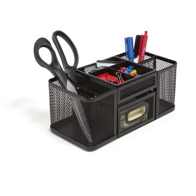 TRU RED 7-Compartment Wire Mesh Accessory Holder Matte Black TR57541-CC