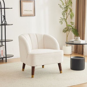 Velvet Sofa Chair Armchair Wingback Chair with Wooden Legs, Upholstered Barrel Accent Chair for Living Room, Home Office -Christopher Knight Home - 1 of 4