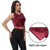 Anna-Kaci Women's Sleeveless Sequin Crop Top with Round Neckline and Sparkle Embellishment - 3 of 4