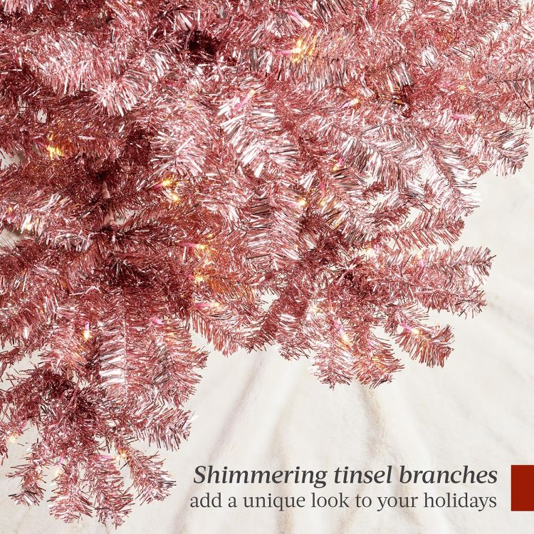 Best Choice Products Artificial Tinsel Christmas Tree Festive Holiday Decoration w/ Stand - Pink, 5 of 7