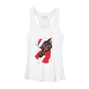 Women's Design By Humans Christmas cat By POLINART Racerback Tank Top - 1 of 3