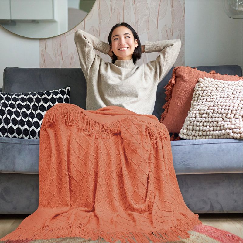 PAVILIA Knit Textured Soft Throw Blanket for Sofa, Living Room Decor, and Bed, 4 of 9