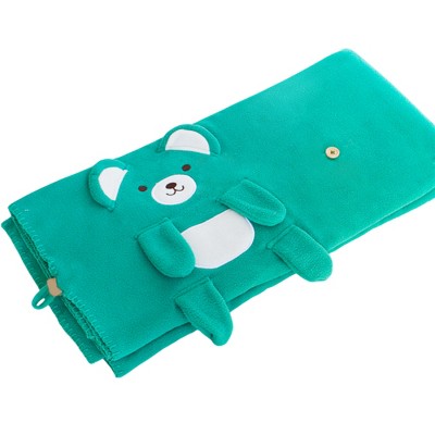 Slickblue Happy Bear Embroidered Coral Fleece Blanket - Soft & Cozy, 42.5" x 59.1", Machine Washable, Available in 5 Colors