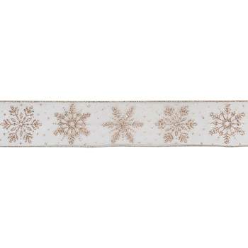 Northlight Sheer Gold Snowflake Christmas Wired Craft Ribbon 2.5" x 10 Yards