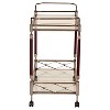 Melrose Serving Cart Antique Brass - OSP Home Furnishings: Mid-Century Glass Top, Metal Frame with Casters - 2 of 3