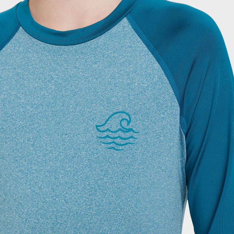 Boys' Wave Long Sleeve Rash Guard Swim Shirt - art class™ Dark Blue , 3 of 4
