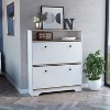 TIRAMISUBEST Light Oak and White Shoe Rack with 2 Shelves and Superior Top - Versatile Storage Solution - 3 of 4