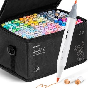 Ohuhu Alcohol Markers Brush Tip: 168-Color Double Tipped Art Marker Set for Artist Adults Coloring Illustrations -Honolulu B -Brush & Fine -Refillable - 1 of 4