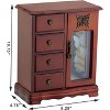 Solid Wooden Jewelry Box Organizer Women Ring Storage with 4-Drawers Built-in Necklace Carousel and Mirror - 4 of 4