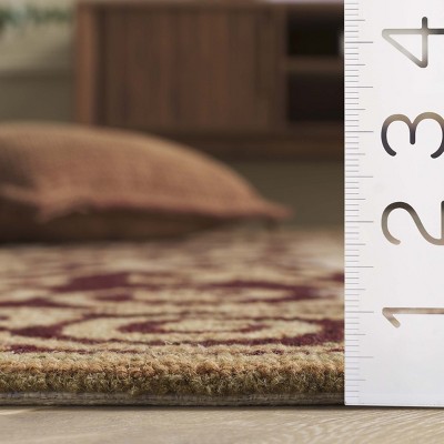 Ivory and Burgundy Hand-Hooked Wool Area Rug, 2'6" x 4'