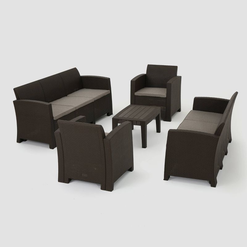 Jacksonville 5pc Patio Seating Set - Brown/Beige - Christopher Knight Home, 3 of 7