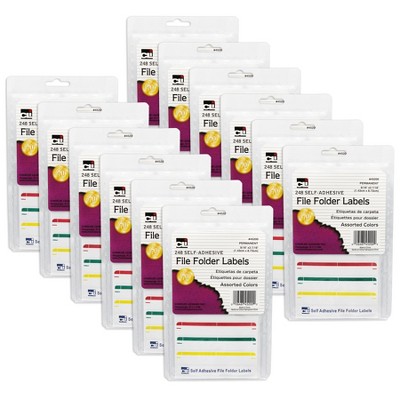 Charles Leonard File Folder Labels, Assorted, 248 Per Pack, 12 Packs