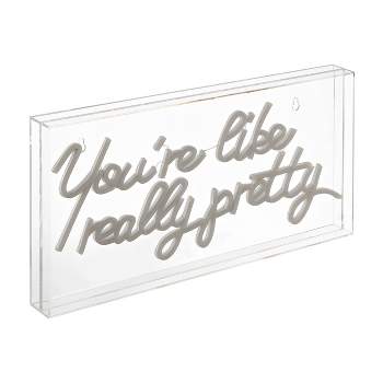 19.6" x 10.1" You're Like Really Pretty Contemporary Acrylic Box USB Operated LED Neon Light Pink - JONATHAN Y