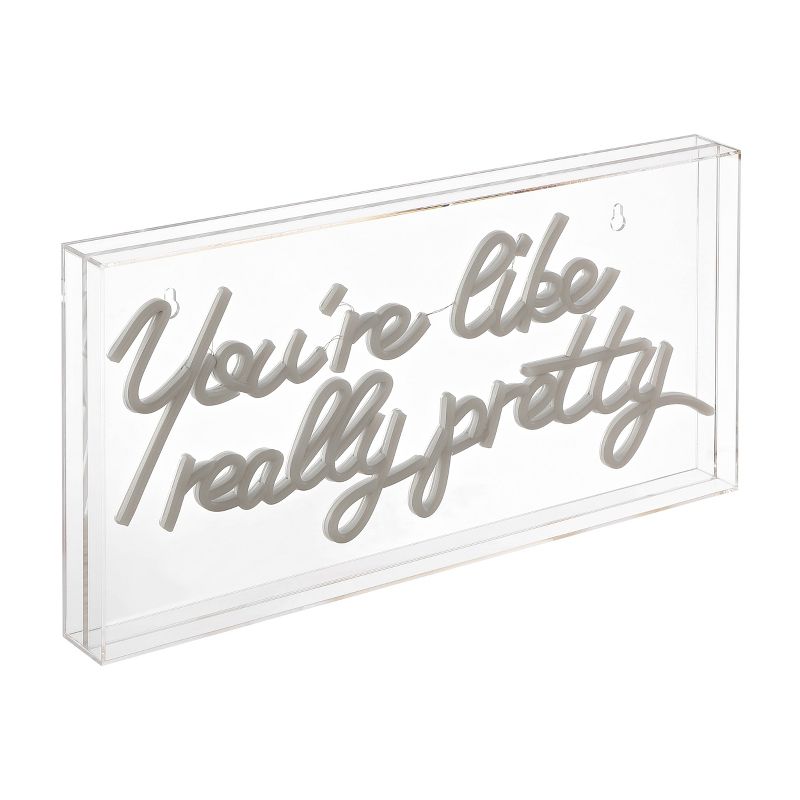 19.6&#34; x 10.1&#34; You&#39;re Like Really Pretty Contemporary Acrylic Box USB Operated LED Neon Light Pink - JONATHAN Y, 1 of 7