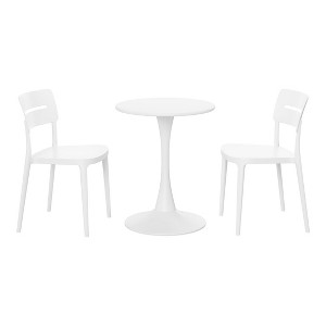 WestinTrends Playa 3-Piece Outdoor Round Metal Patio Dining Table Set With Stackable Patio Chairs - 1 of 4