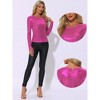 INSPIRE CHIC Women's Metallic Round Neck Long Sleeve Sparkly Disco Party Shiny Top - 2 of 4