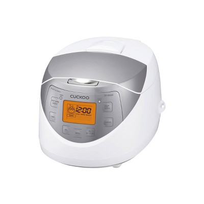CUCKOO 6-Cup White and Silver Electric Micom Rice Cooker with Nonstick Pot