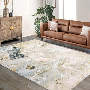 Modern Abstract Geometric Runner Rug - Machine Washable, Non-Slip, Rubberback, for Hallway & Living Room - 1 of 4