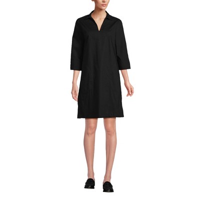 Lands' End Women's Cotton Poplin 3/4 Sleeve Dress - Small - Black : Target