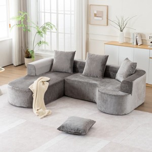 Modular L-Shape Sectional Sofa with Chaise, Deep Seat Cloud Couch, Sponge Compression Upholstered Sofas for Living Room-Maison Boucle - 1 of 4
