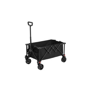 VisioGear Outdoor Serving Carts, Portable Folding Beach Wagons with Wheels, Collaspible Cart with Handle, Black, 30.31"*18.9"*24.02" - 1 of 4